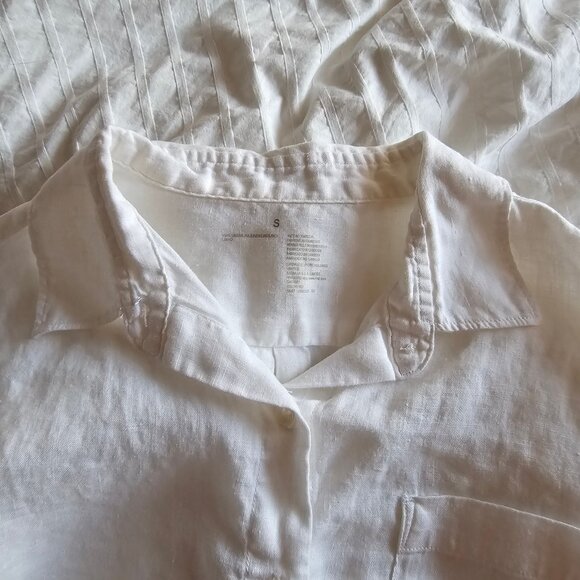 Muji 100% Linen Button-Down Shirt - 2019 - White - Sz S - Picture 3 of 13